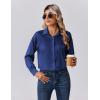 Zeagoo Womens Tops Long Sleeve Satin Silk Button Down Shirts Casual Business Dressy Blouses Fall Clothes(Navy Blue)
