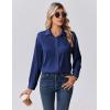 Zeagoo Womens Tops Long Sleeve Satin Silk Button Down Shirts Casual Business Dressy Blouses Fall Clothes(Navy Blue)