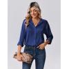 Zeagoo Womens Tops Long Sleeve Satin Silk Button Down Shirts Casual Business Dressy Blouses Fall Clothes(Navy Blue)