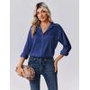 Zeagoo Womens Tops Long Sleeve Satin Silk Button Down Shirts Casual Business Dressy Blouses Fall Clothes(Navy Blue)