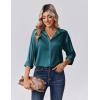 Zeagoo Womens Tops Long Sleeve Satin Silk Button Down Shirts Casual Business Dressy Blouses Fall Clothes(Peacock Blue)