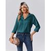 Zeagoo Womens Tops Long Sleeve Satin Silk Button Down Shirts Casual Business Dressy Blouses Fall Clothes(Peacock Blue)