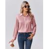 Zeagoo Womens Tops Long Sleeve Satin Silk Button Down Shirts Casual Business Dressy Blouses Fall Clothes(Pink)