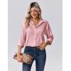 Zeagoo Womens Tops Long Sleeve Satin Silk Button Down Shirts Casual Business Dressy Blouses Fall Clothes(Pink)