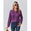 Zeagoo Womens Tops Long Sleeve Satin Silk Button Down Shirts Casual Business Dressy Blouses Fall Clothes(Purple 2)
