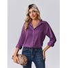 Zeagoo Womens Tops Long Sleeve Satin Silk Button Down Shirts Casual Business Dressy Blouses Fall Clothes(Purple 2)