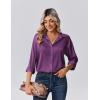 Zeagoo Womens Tops Long Sleeve Satin Silk Button Down Shirts Casual Business Dressy Blouses Fall Clothes(Purple 2)