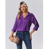 Zeagoo Womens Tops Long Sleeve Satin Silk Button Down Shirts Casual Business Dressy Blouses Fall Clothes(Purple)
