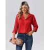 Zeagoo Womens Tops Long Sleeve Satin Silk Button Down Shirts Casual Business Dressy Blouses Fall Clothes(Red)
