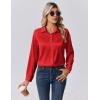 Zeagoo Womens Tops Long Sleeve Satin Silk Button Down Shirts Casual Business Dressy Blouses Fall Clothes(Red)