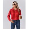 Zeagoo Womens Tops Long Sleeve Satin Silk Button Down Shirts Casual Business Dressy Blouses Fall Clothes(Red)