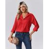Zeagoo Womens Tops Long Sleeve Satin Silk Button Down Shirts Casual Business Dressy Blouses Fall Clothes(Red)