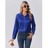 Zeagoo Womens Tops Long Sleeve Satin Silk Button Down Shirts Casual Business Dressy Blouses Fall Clothes(Royal Blue)