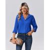 Zeagoo Womens Tops Long Sleeve Satin Silk Button Down Shirts Casual Business Dressy Blouses Fall Clothes(Royal Blue)