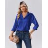 Zeagoo Womens Tops Long Sleeve Satin Silk Button Down Shirts Casual Business Dressy Blouses Fall Clothes(Royal Blue)