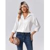 Zeagoo Womens Tops Long Sleeve Satin Silk Button Down Shirts Casual Business Dressy Blouses Fall Clothes(White)