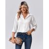 Zeagoo Womens Tops Long Sleeve Satin Silk Button Down Shirts Casual Business Dressy Blouses Fall Clothes(White)