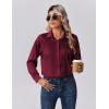 Zeagoo Womens Tops Long Sleeve Satin Silk Button Down Shirts Casual Business Dressy Blouses Fall Clothes(Wine Red)