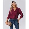 Zeagoo Womens Tops Long Sleeve Satin Silk Button Down Shirts Casual Business Dressy Blouses Fall Clothes(Wine Red)