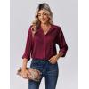 Zeagoo Womens Tops Long Sleeve Satin Silk Button Down Shirts Casual Business Dressy Blouses Fall Clothes(Wine Red)