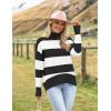 Zeagoo Women’s Turtleneck Sweater 2026 Fall Winter Chunky Knitted Pullover High Low Hem Trendy Basic Jumper Top(Black Stripe)
