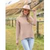 Zeagoo Women’s Turtleneck Sweater 2026 Fall Winter Chunky Knitted Pullover High Low Hem Trendy Basic Jumper Top(Khaki)