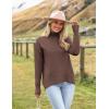Zeagoo Women’s Turtleneck Sweater 2026 Fall Winter Chunky Knitted Pullover High Low Hem Trendy Basic Jumper Top(Nutmeg)