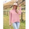 Zeagoo Women’s Turtleneck Sweater 2026 Fall Winter Chunky Knitted Pullover High Low Hem Trendy Basic Jumper Top(Pink)