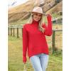 Zeagoo Women’s Turtleneck Sweater 2026 Fall Winter Chunky Knitted Pullover High Low Hem Trendy Basic Jumper Top(Red)