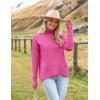 Zeagoo Women’s Turtleneck Sweater 2026 Fall Winter Chunky Knitted Pullover High Low Hem Trendy Basic Jumper Top(Rose)