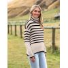 Zeagoo Women’s Turtleneck Sweater 2026 Fall Winter Chunky Knitted Pullover High Low Hem Trendy Basic Jumper Top(Striped Beige)