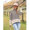 Zeagoo Women’s Turtleneck Sweater 2026 Fall Winter Chunky Knitted Pullover High Low Hem Trendy Basic Jumper Top(Striped Beige)