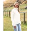 Zeagoo Women’s Turtleneck Sweater 2026 Fall Winter Chunky Knitted Pullover High Low Hem Trendy Basic Jumper Top(White)