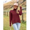 Zeagoo Women’s Turtleneck Sweater 2026 Fall Winter Chunky Knitted Pullover High Low Hem Trendy Basic Jumper Top(Wine Red)