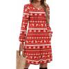 Zeagoo Fall Dresses for Women Long Sleeve Casual Pleated V Neck Dress 2025 A Line Tunic Dress(Xmas Reindeer)