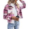 Zeagoo Flannels for Women Cropped Shacket Jacket Fashion Plaid Button Down Shirt 2026 Fall Coat Tops(Ydl5)
