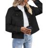 Zeagoo Flannels for Women Cropped Shacket Jacket Fashion Plaid Button Down Shirt 2026 Fall Coat Tops(Z-black)