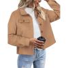 Zeagoo Flannels for Women Cropped Shacket Jacket Fashion Plaid Button Down Shirt 2026 Fall Coat Tops(Z-camel)