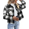 Zeagoo Flannels for Women Cropped Shacket Jacket Fashion Plaid Button Down Shirt 2026 Fall Coat Tops(Z-gw178)