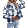 Zeagoo Flannels for Women Cropped Shacket Jacket Fashion Plaid Button Down Shirt 2026 Fall Coat Tops(Z-gw19)