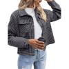 Zeagoo Flannels for Women Cropped Shacket Jacket Fashion Plaid Button Down Shirt 2026 Fall Coat Tops(Z-gw414)
