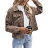 Zeagoo Flannels for Women Cropped Shacket Jacket Fashion Plaid Button Down Shirt 2026 Fall Coat Tops(Z-gz293)