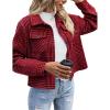 Zeagoo Flannels for Women Cropped Shacket Jacket Fashion Plaid Button Down Shirt 2026 Fall Coat Tops(Z-gz383)