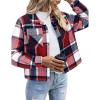 Zeagoo Flannels for Women Cropped Shacket Jacket Fashion Plaid Button Down Shirt 2026 Fall Coat Tops(Z-gz545)