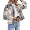 Zeagoo Flannels for Women Cropped Shacket Jacket Fashion Plaid Button Down Shirt 2026 Fall Coat Tops(Z-gz549)