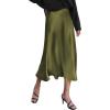 Zeagoo Skirts for Women High Waist Skirt Elegant Midi Skirt Satin(Army Green)