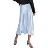 Zeagoo Skirts for Women High Waist Skirt Elegant Midi Skirt Satin(Baby Blue)