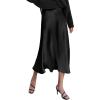 Zeagoo Skirts for Women High Waist Skirt Elegant Midi Skirt Satin(Black)