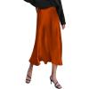 Zeagoo Skirts for Women High Waist Skirt Elegant Midi Skirt Satin(Caramel Colour)