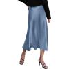 Zeagoo Skirts for Women High Waist Skirt Elegant Midi Skirt Satin(Clear Blue)
